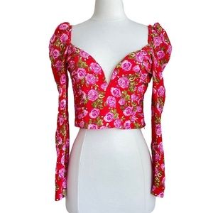 Zara Red Floral Crop Top